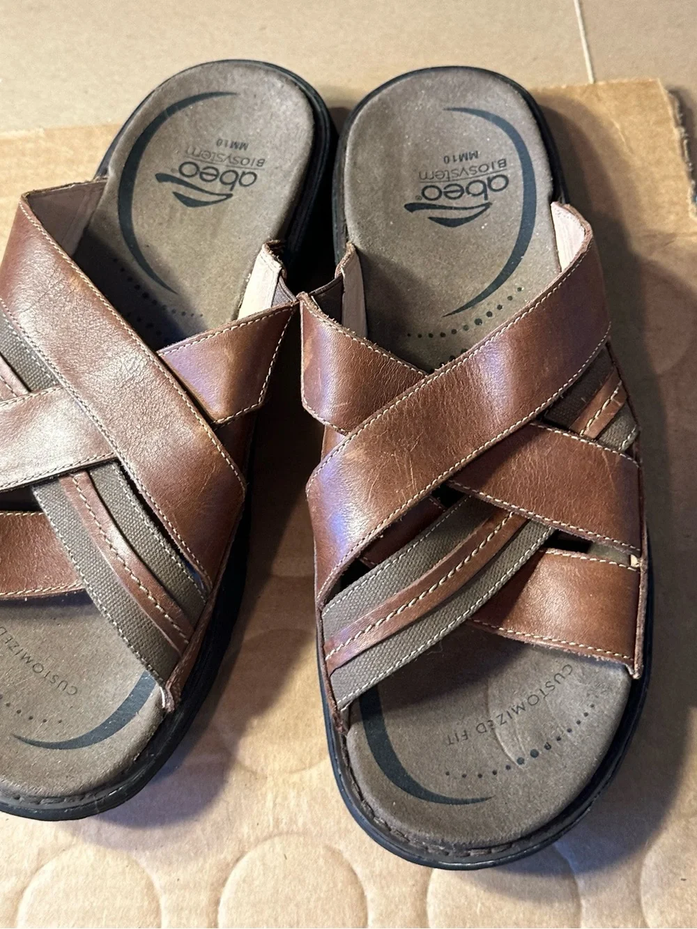 Abeo BioSystem Brant BM048 Men’s US 10 Slide Sandals Brown Leather Rubber EU 44